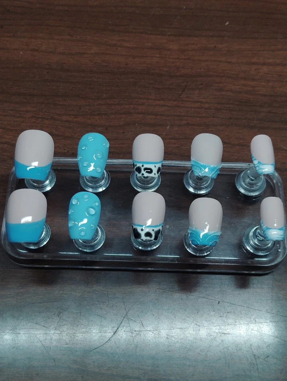 Handmade Blue And White Press Ons